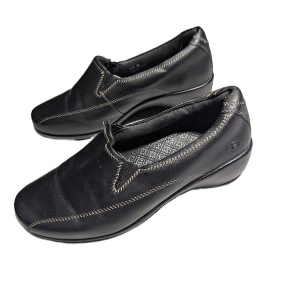 Aravon Black Leather Slip-On Seam Detail Comfort Wedge Walking Loafers Sz 6.5 D - Picture 7 of 7